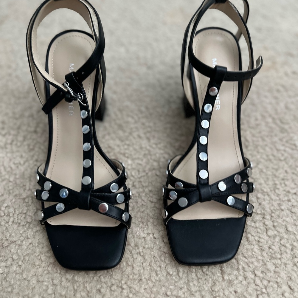 Michael Kors Black Heels with Ankle Strap and Studs